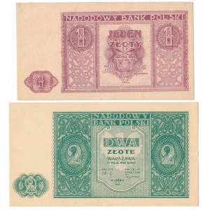 1 i 2 złote 1946 - zestaw (2szt)