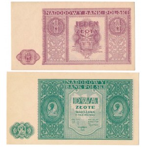 1 i 2 złote 1946 - zestaw (2szt)