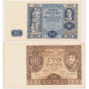 100 zł 1934 i 20 zł 1936 - zestaw (2szt)