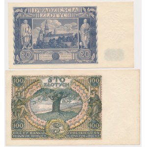 100 zł 1934 i 20 zł 1936 - zestaw (2szt)
