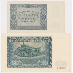 5 zł Ser.AE i 50 zł C 1941 - zestaw (2szt)
