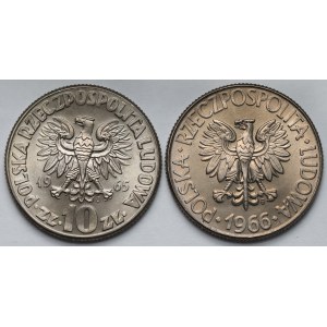 10 złotych Kopernik 1965 i Kościuszko 1966 - zestaw (2szt)