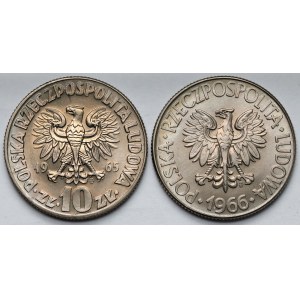 10 złotych Kopernik 1965 i Kościuszko 1966 - zestaw (2szt)