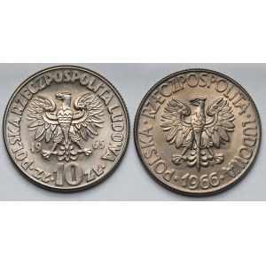 10 złotych Kopernik 1965 i Kościuszko 1966 - zestaw (2szt)