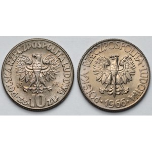 10 złotych Kopernik 1965 i Kościuszko 1966 - zestaw (2szt)