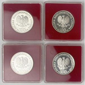Próba Ag 100 złotych 1983 Niedźwiedź - zestaw (4szt)