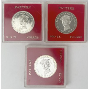Próba Ag 100 złotych 1981 Władysław Sikorski - zestaw (3szt)