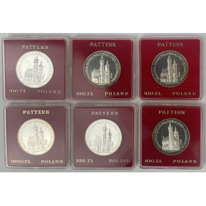 Próba Ag 100 złotych 1981 Kościół Mariacki w Krakowie - zestaw (6szt)