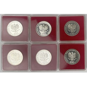 Próba Ag 100 złotych 1981 Kościół Mariacki w Krakowie - zestaw (6szt)