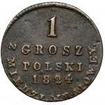 1 grosz 1824 IB z MIEDZI KRAIOWEY - spiłowany awers