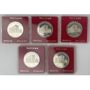 Próba Ag 1.000 złotych 1987 Muzeum Śląskie Katowice - zestaw (5szt)