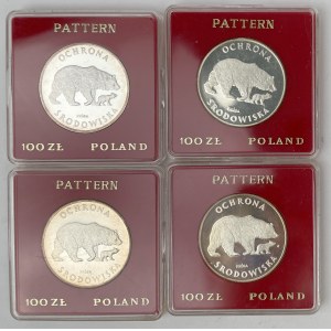 Próba Ag 100 złotych 1983 Niedźwiedź - zestaw (4szt)
