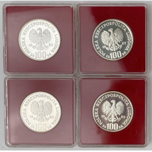 Próba Ag 100 złotych 1983 Niedźwiedź - zestaw (4szt)