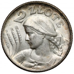 Kobieta i kłosy 2 złote 1925 z kropką, Londyn