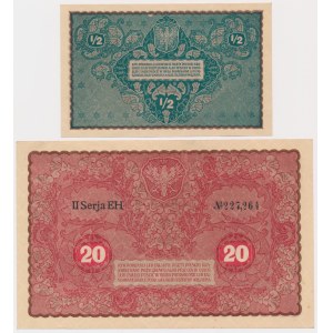 20 mk 1919 Sierpień i 1/2 mk 1920 - zestaw (2szt)