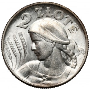 Kobieta i kłosy 2 złote 1925 z kropką, Londyn