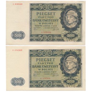 500 złotych 1940 - A, B - zestaw (2szt)