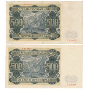 500 złotych 1940 - A, B - zestaw (2szt)
