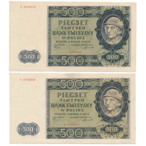 500 złotych 1940 - A, B - zestaw (2szt)