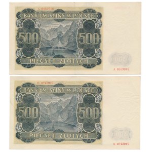 500 złotych 1940 - A, B - zestaw (2szt)