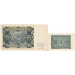 500 zł 1940 i 1 zł 1941 - zestaw (2szt)