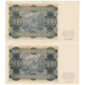500 złotych 1940 - A i B - zestaw (2szt)