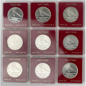 Próba Ag 200 złotych 1982 FIFA Hiszpania 1982 - zestaw (9szt)