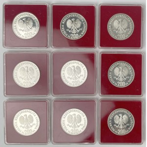 Próba Ag 200 złotych 1982 FIFA Hiszpania 1982 - zestaw (9szt)