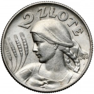 Kobieta i kłosy 2 złote 1925 z kropką, Londyn