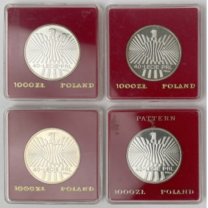 Próba Ag 1.000 złotych 1984, 40-Lecie PRL - zestaw (4szt)