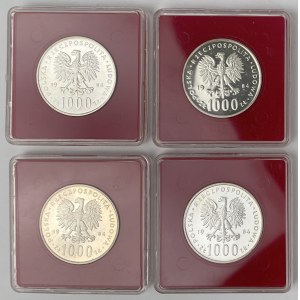 Próba Ag 1.000 złotych 1984, 40-Lecie PRL - zestaw (4szt)