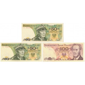 2x 50 zł 1979 i 100 zł 1986 - zestaw (3szt)