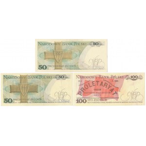 2x 50 zł 1979 i 100 zł 1986 - zestaw (3szt)