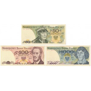50, 100 i 1.000 zł 1976-1982 - zestaw (3szt)