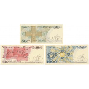 50, 100 i 1.000 zł 1976-1982 - zestaw (3szt)