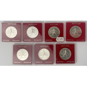 Próba Ag 1.000 złotych 1987 XV Zimowe Igrzyska Olimpijskie - zestaw (7szt)