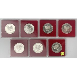 Próba Ag 1.000 złotych 1987 XV Zimowe Igrzyska Olimpijskie - zestaw (7szt)