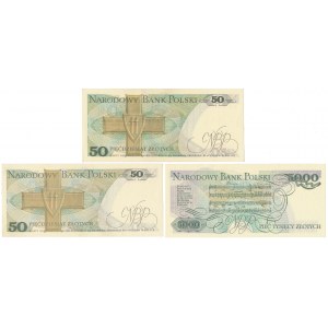 2x 50 zł 1979 i 5.000 zł 1986 - zestaw (3szt)