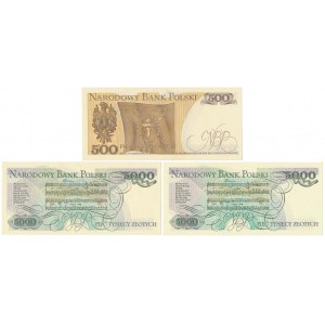 500 zł 1982 i 2x 5.000 zł 1986-1988 - zestaw (3szt)