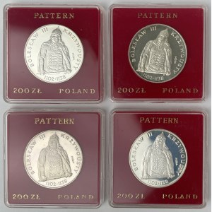 Próba Ag 200 złotych 1982 Bolesław III Krzywousty - zestaw (4szt)