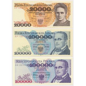 20.000 zł i 2x 100.000 zł 1989-1993 - zestaw (3szt)