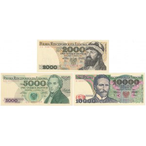 2.000, 5.000 i 10.000 zł 1982-1988 - zestaw (3szt)