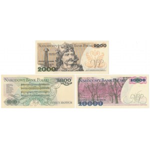 2.000, 5.000 i 10.000 zł 1982-1988 - zestaw (3szt)