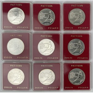 Próba Ag 200 złotych 1982 FIFA Hiszpania 1982 - zestaw (9szt)