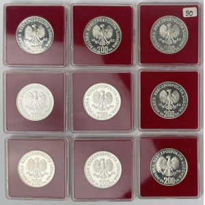 Próba Ag 200 złotych 1982 FIFA Hiszpania 1982 - zestaw (9szt)