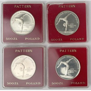 Próba Ag 500 złotych 1983 Los Angeles - zestaw (4szt)