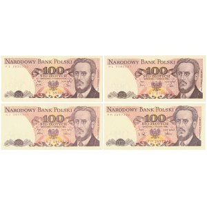 100 zł 1979-1988 - FS, HL, NZ, PM - zestaw (4szt)