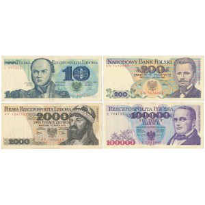 10 - 100.000 zł 1979-1993 - zestaw (4szt)