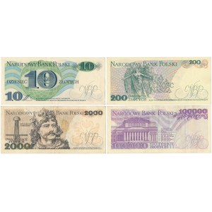 10 - 100.000 zł 1979-1993 - zestaw (4szt)