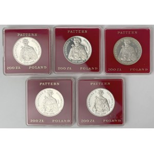 Próba Ag 200 złotych 1980 Kazimierz I Odnowiciel - zestaw (5szt)